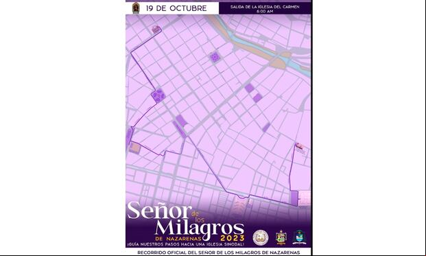 Recorrido del 19 de octubre. (Hermandad del Señor de los Milagros de Nazarenas/Twitter)