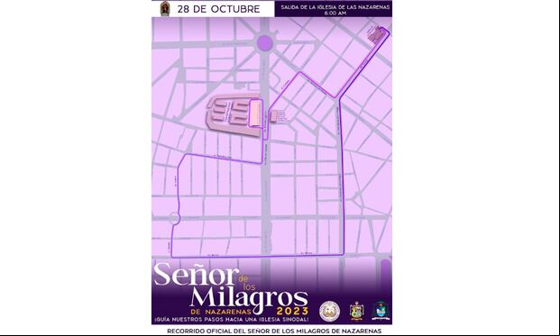 Recorrido del 28 de octubre. (Hermandad del Señor de los Milagros de Nazarenas/Twitter)