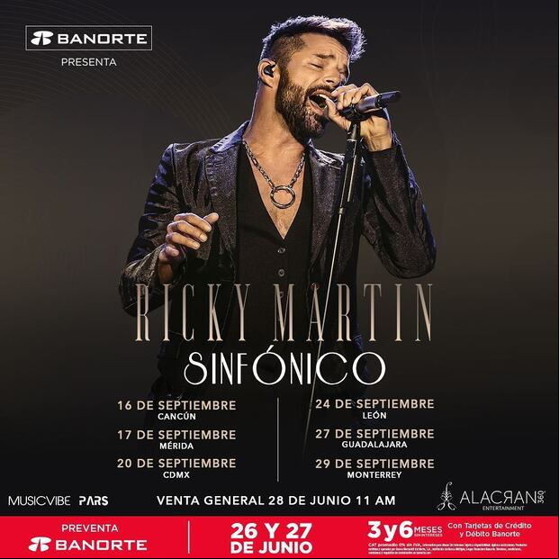 Fechas y ciudades de Ricky Martin Sinfónico en México 2023 (Foto: Music Vibe MX)