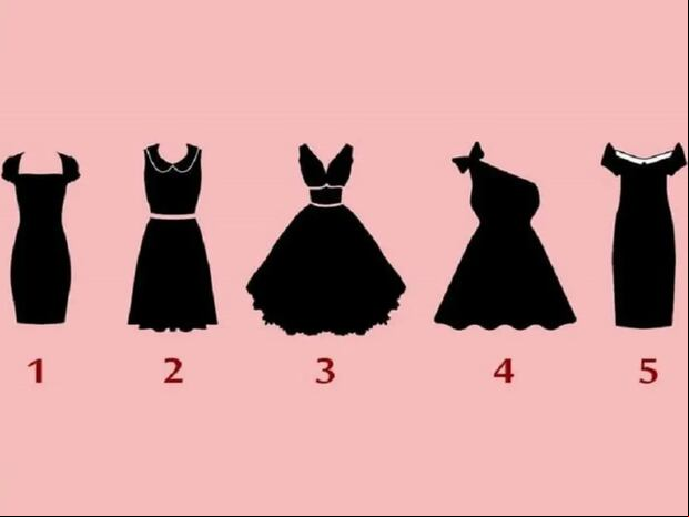 TEST VISUAL | Esta imagen te muestra cinco vestidos distintos. Indica cuál es el que más te gusta. (Foto: namastest.net)