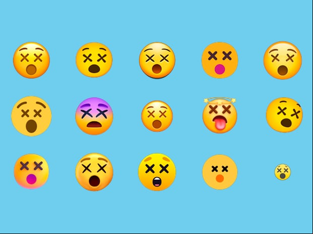 WHATSAPP | Así se ven los emojis de las caritas con los ojos en "X" en WhatsApp y otras plataformas. (Foto: Emojipedia)