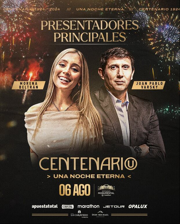Artistas invitados para el Centenario de Universitario de Deportes este martes 6 de agosto en el Estadio Monumental de Ate. (Foto: @Universitario).