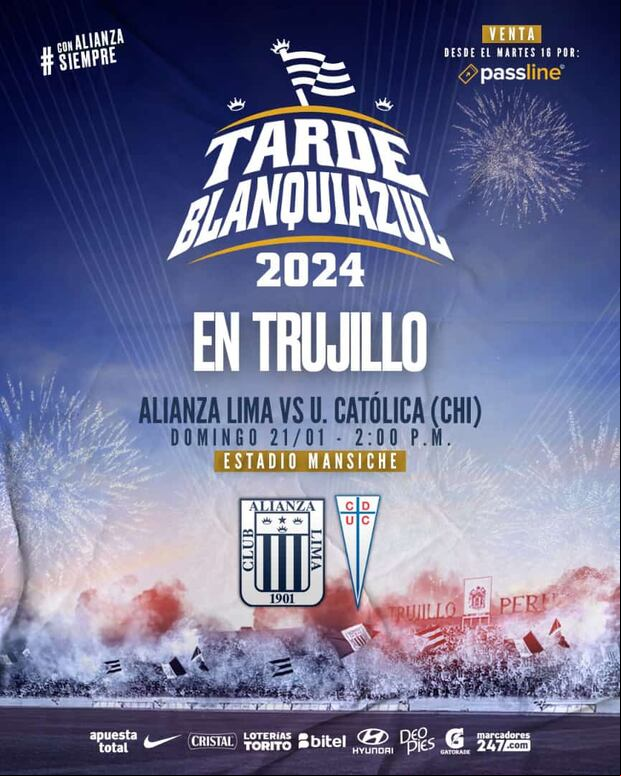 Tarde Blanquiazul se jugará en el estadio Mansiche de Trujillo. (Foto: Twitter / Alianza Lima)