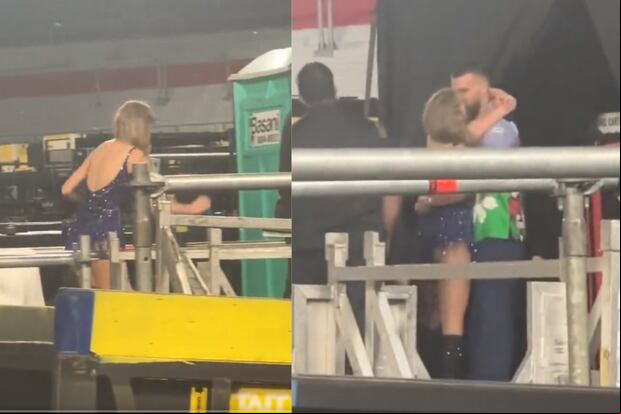 Taylor Swift y Travis Kelce se dieron su primer beso en público, al término del segundo show de la estadounidense. (Foto: Instagram/vanityfair).
