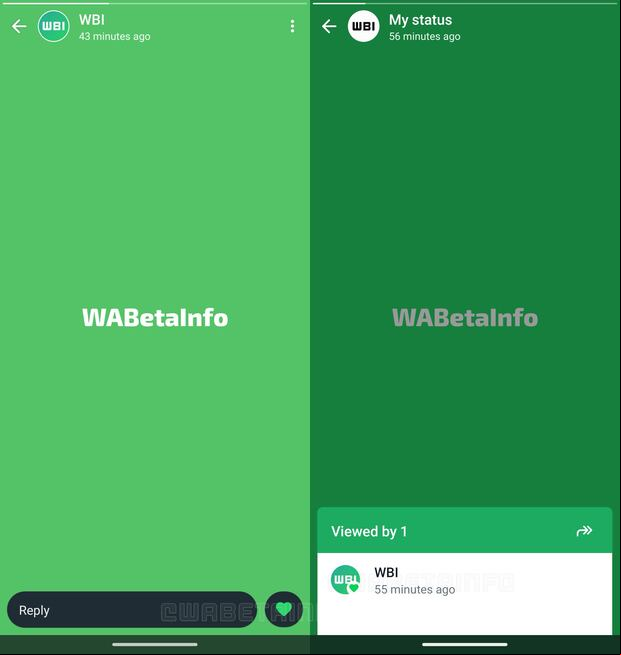Vista previa de la nueva reacción de estados al estilo Instagram. (Foto: WabetaInfo)