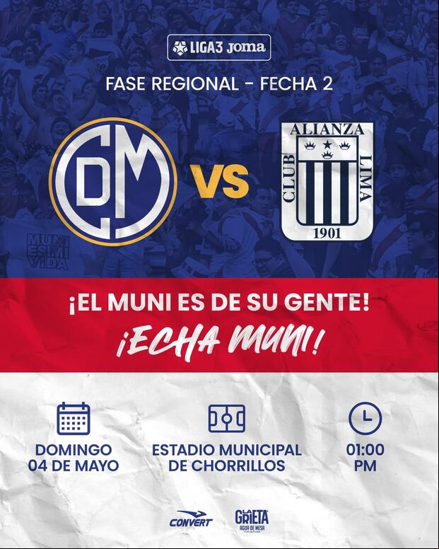 'Muni' anunció la venta de entradas para su duelo frente a Alianza Lima. (Foto: @clubdeportivomunicipal)