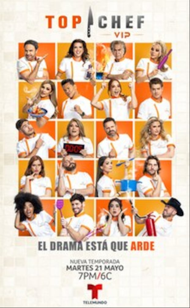 El póster con la lista completa de participantes de “Top Chef VIP 3″ (Foto: Telemundo)