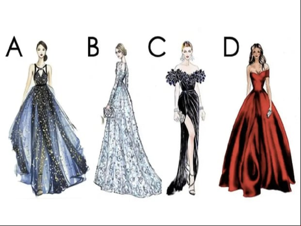 TEST VISUAL | Esta imagen te muestra cuatro vestidos distintos. Debes escoger uno. (Foto: namastest.net)
