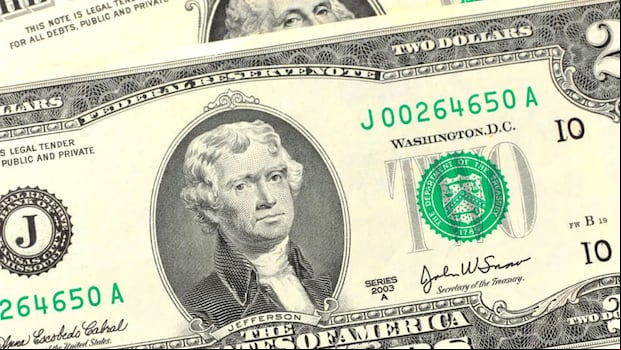 Los billetes de $2 dólares son de los más raros (Foto: DeAgostini)