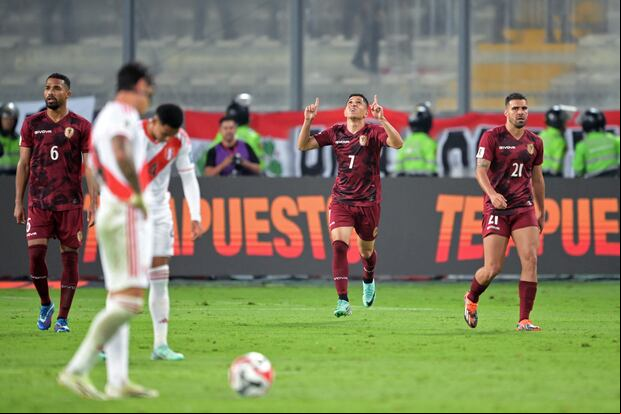 Venezuela y Perú empataron 1-1 por la fecha 6 de las Eliminatorias al Mundial 2026. (Foto: AFP)