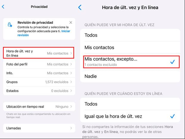 WHATSAPP | Deberás ir a los Ajustes de WhatsApp y pulsar sobre "Hora de últ. vez y En línea". (Foto: Depor - Rommel Yupanqui)