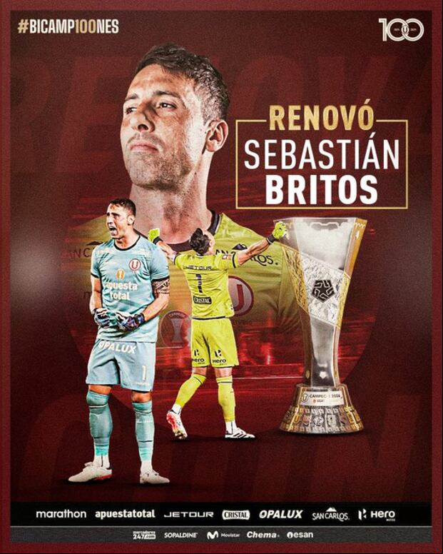 Anuncio sobre la renovación de Sebastián Britos. (Universitario)