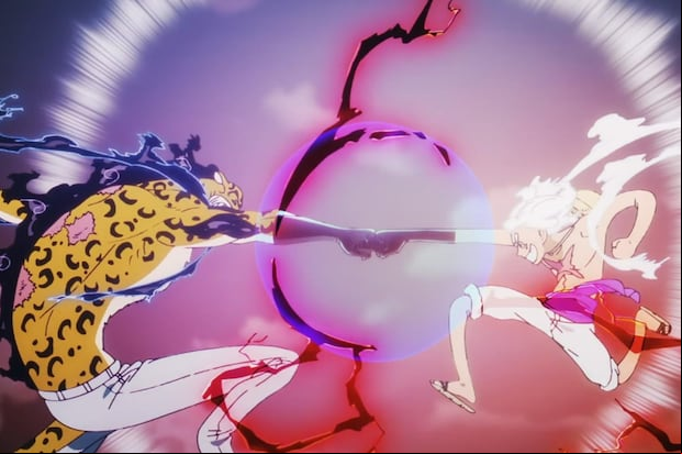 El segundo choque de puños de Luffy y Lucci, esta vez con sus frutas despertadas, en el anime de “One Piece” (Foto: Toei Animation)
