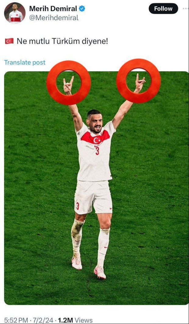 Este es el polémico gesto de Demiral por el que la UEFA ha abierto una investigación.