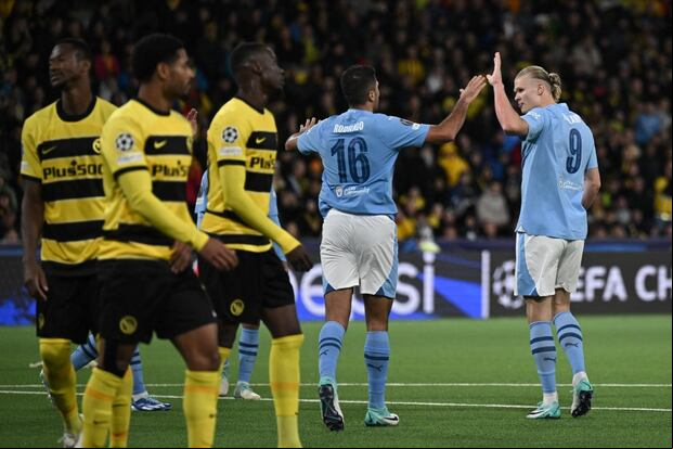 Haaland anotoó un doblete para el 3-1 de Manchester City vs. Young Boys por Champions League. (Foto: AFP)