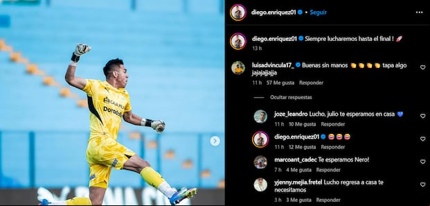 Luis Advíncula dejó peculiar comentario en cuenta de Diego Enríquez. (Foto: Captura Instagram)