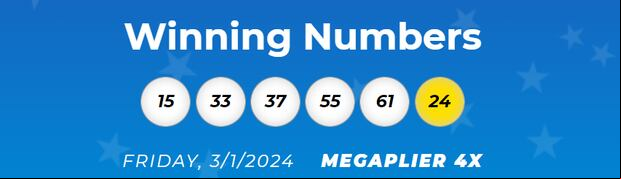 Números ganadores de la lotería del viernes 1 de marzo (Foto: Mega Millions)