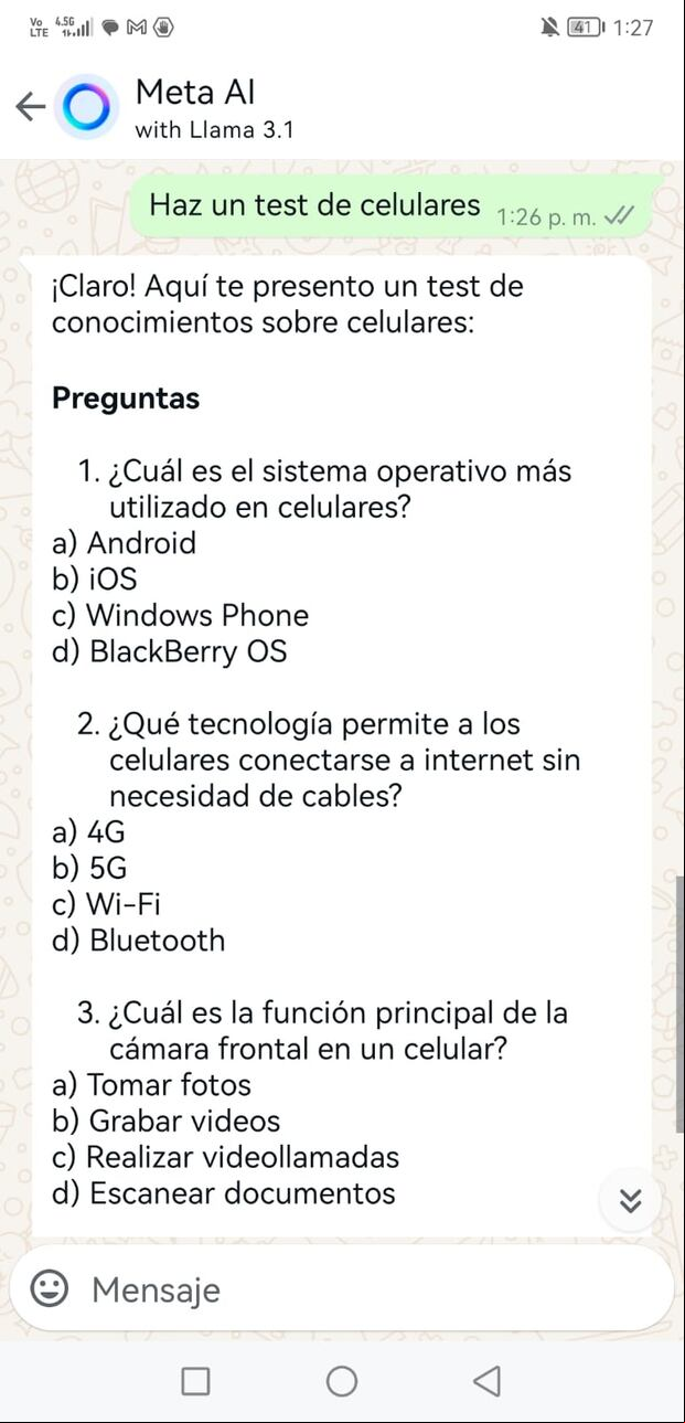 Respuestas de Meta AI en WhatsApp