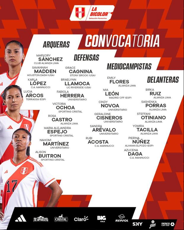 Convocadas de Emily Lima para amistosos ante Bolivia. (Foto: Prensa FPF)