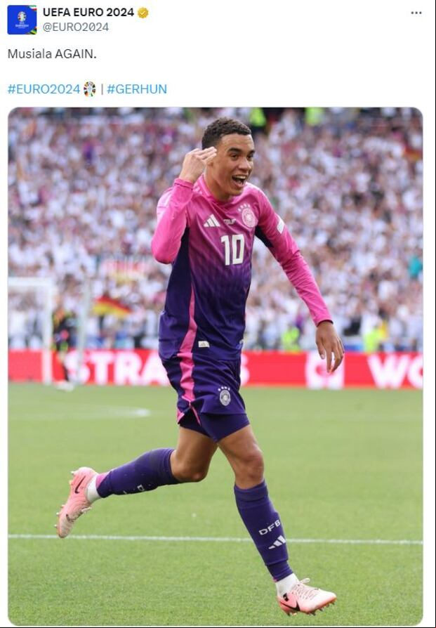 Jamal Musiala lleva dos goles en la presente Eurocopa.
