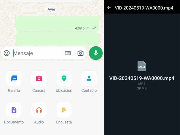 Así se verá tu video cuando lo envíes como documento en WhatsApp. (Foto: Depor - Rommel Yupanqui)