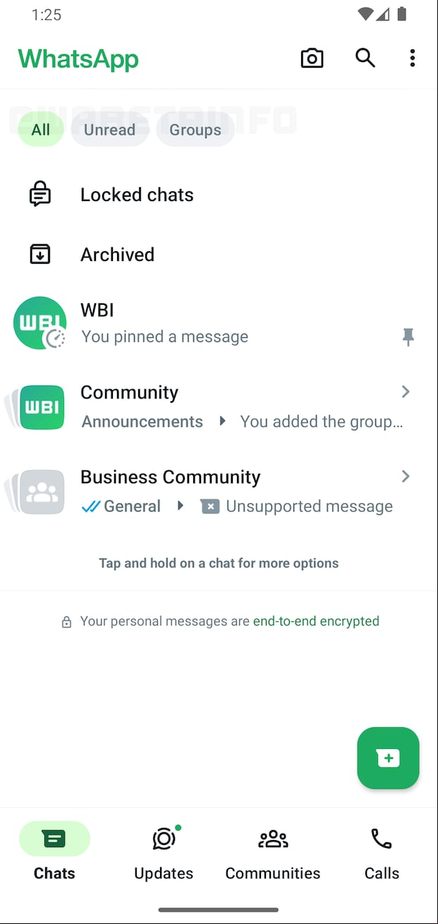 Vista previa de los nuevos filtros de chats en WhatsApp. (Foto: WabetaInfo)