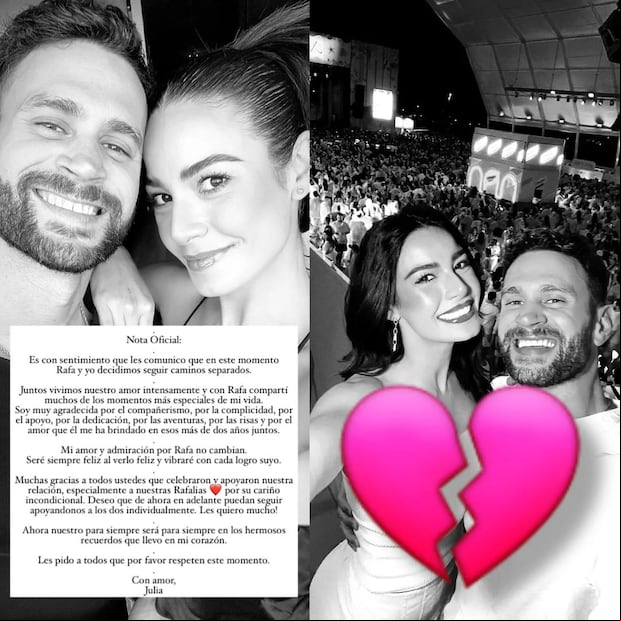 El mensaje que publicó Julia Gama sobre su ruptura con Rafael Nieves (Foto: Julia Gama / Instagram)
