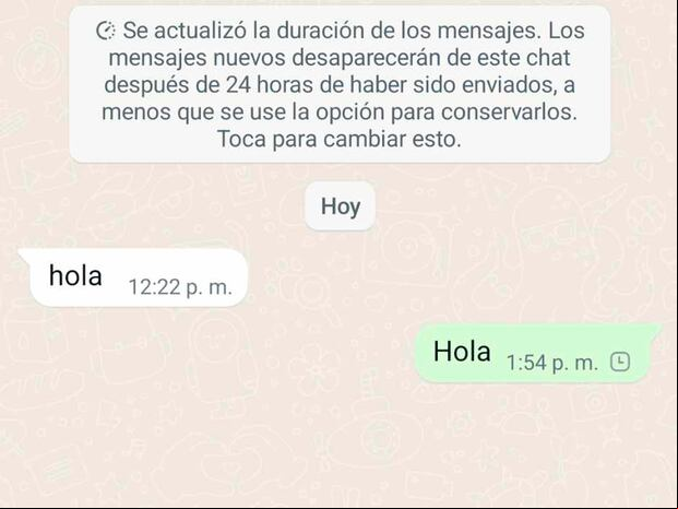 WHATSAPP | Así es como se muestra el ícono del reloj en WhatsApp. (Foto: MAG - Rommel Yupanqui)