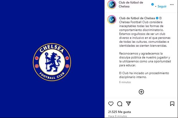 El comunicado de Chelsea sobre Enzo Fernández. (Foto: Instagram)