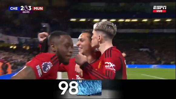 Segundo gol de Alejandro Garnacho para el 2-3 del Chelsea vs. Manchester United por la Premier League. (Vídeo: ESPN).