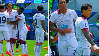 Yerry Mina tuvo desafortunada reacción contra Gianluca Lapadula durante cotejo del Cagliari
