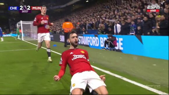 Gol de Bruno Fernandes para el 2-2 del Chelsea vs. Manchester United por la Premier League. (Vídeo: ESPN).