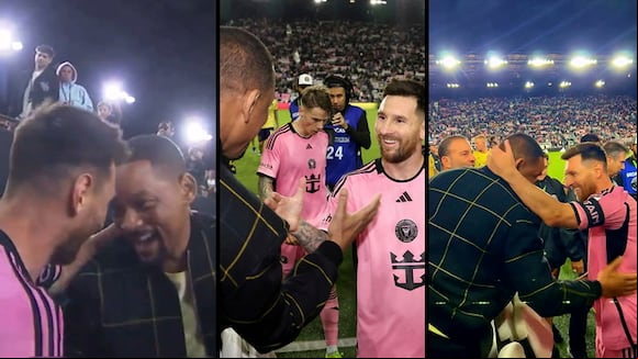 La emoción de Will Smith al conocer a Lionel Messi en juego del Inter Miami