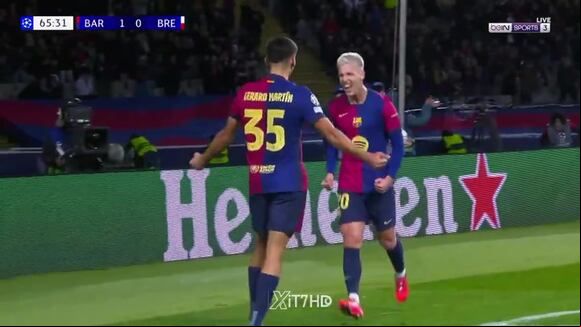 Gol de Dani Olmo para el 2-0 del Barcelona vs Brest. (Video: Bein Sports)