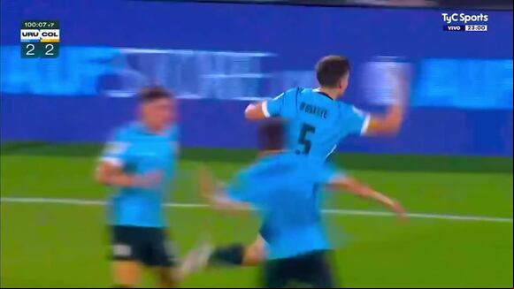 Gol de Manuel Ugarte en el Uruguay vs. Colombia. (Video: TyC Sports)