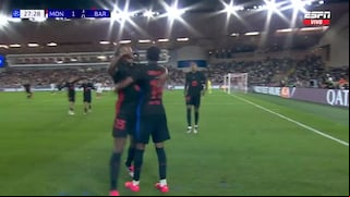 Diagonal y remate al primer palo: el golazo de Lamine Yamal para el 1-1 de Barcelona vs. Mónaco