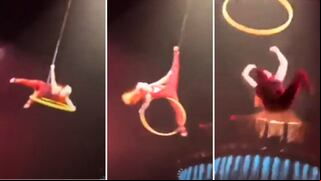 Acróbata de circo pierde cae desde cuatro metros de altura durante función