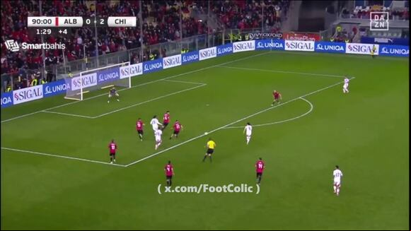 Gol de Víctor Dávila para el 3-0 del Chile vs. Albania. (Video: DAZN)