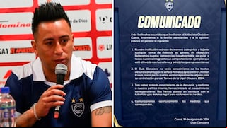 Cienciano emite comunicado tras denuncia contra Christian Cueva: “Hemos iniciado procedimiento”