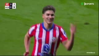 ¡Qué tal jugadón! Gol de Julián Álvarez para el 0-1 del Barcelona vs. Atlético de Madrid