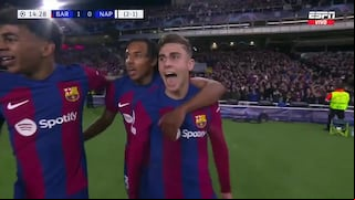 ¡Uno tras otro! Goles de Fermín López y Joao Cancelo para el 2-0 de Barcelona vs. Napoli