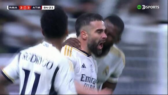 Gol de Carvajal para el 3-3 del Real Madrid vs. Atlético de Madrid. (Vídeo: X).